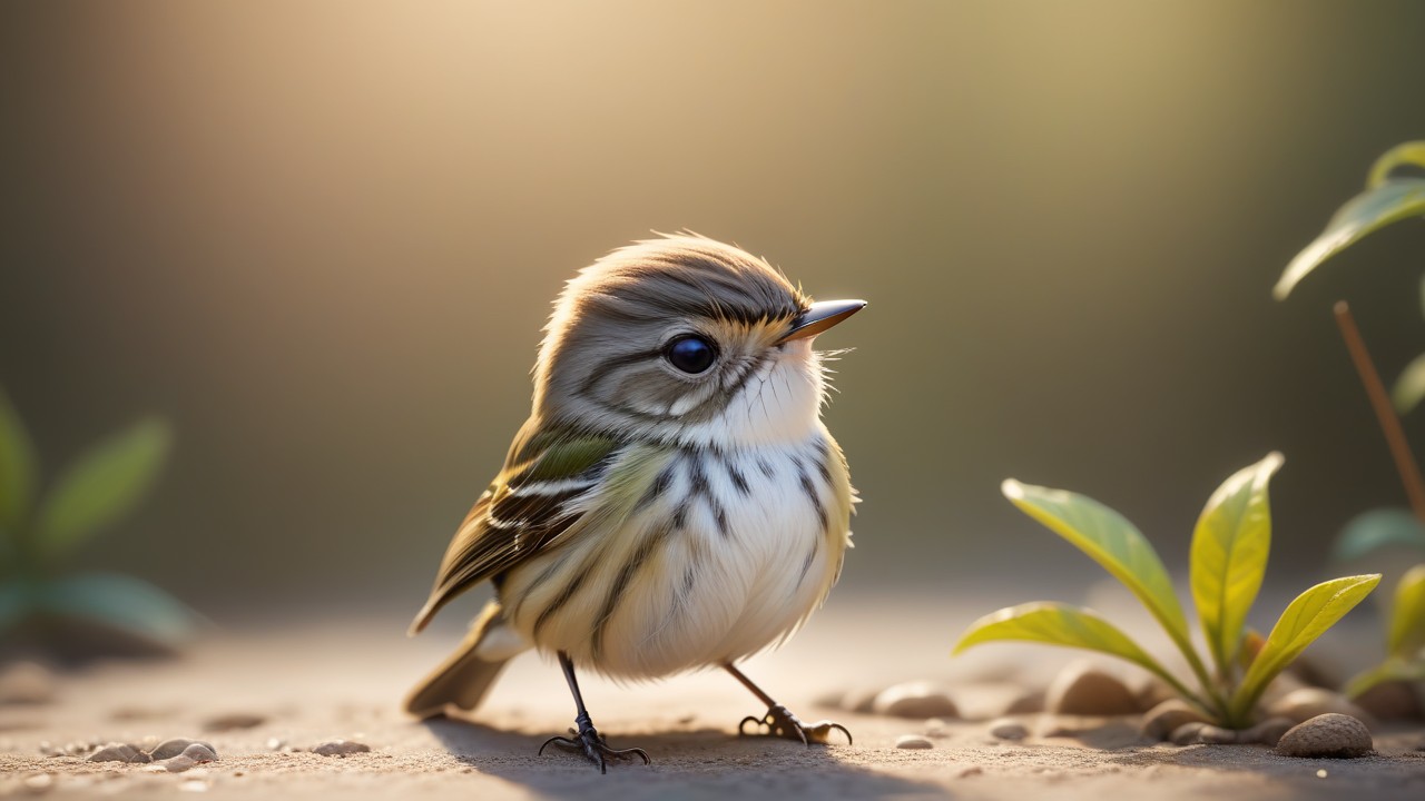 Chibbi-Art Leafy Chibi: Least Flycatcher Face-Off with Nature