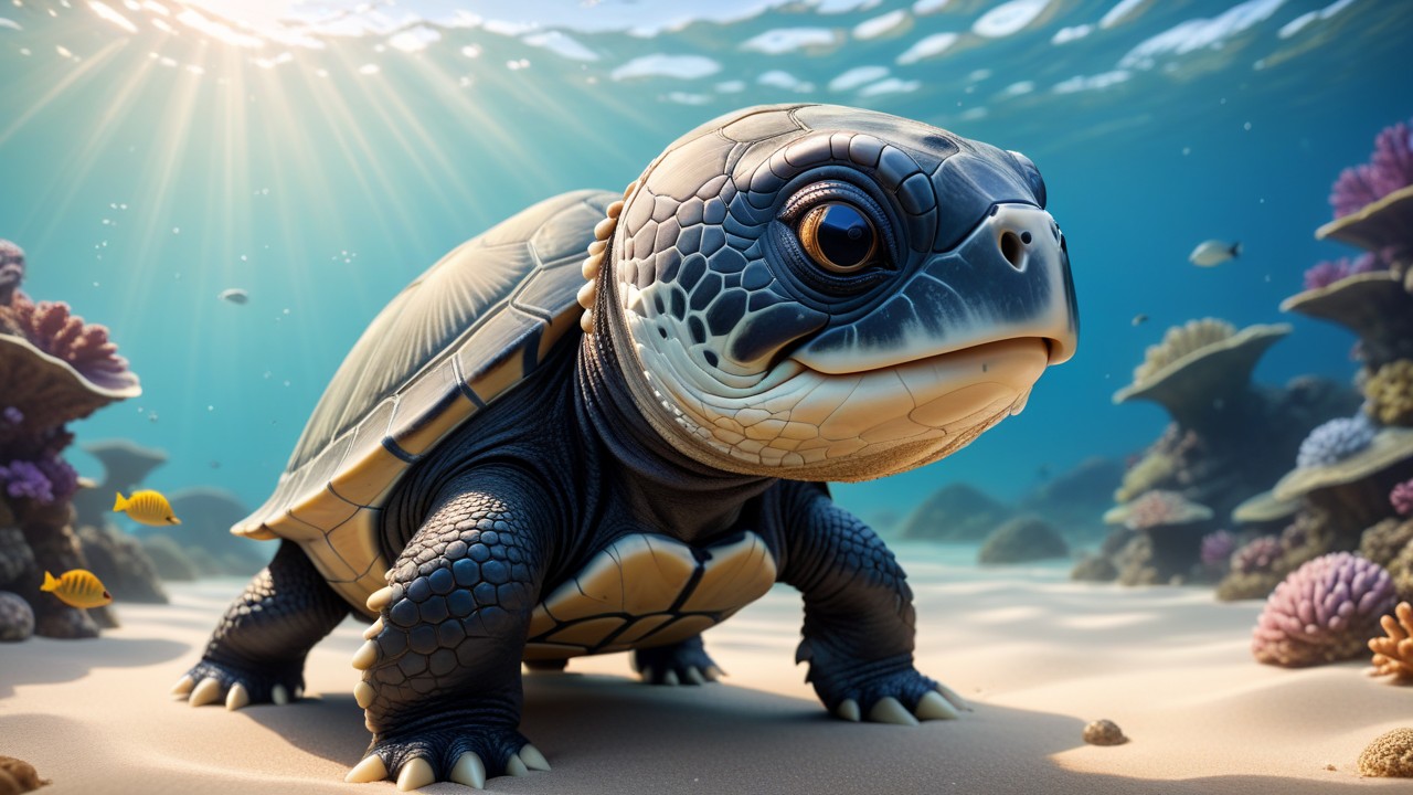 Chibbi-Art Leatherback Turtle Chibi Gazing into Viewers Soul