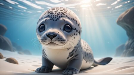 Chibbi-Art Leopard Seal: Chibi Charm in Colorful Artwork