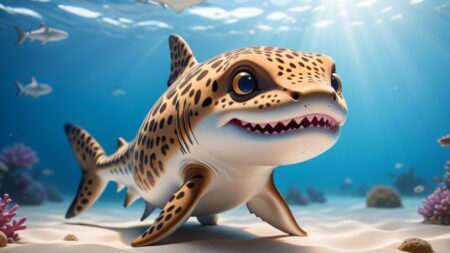 Chibbi-Art Chibi Leopard Sharks Whimsical Splash