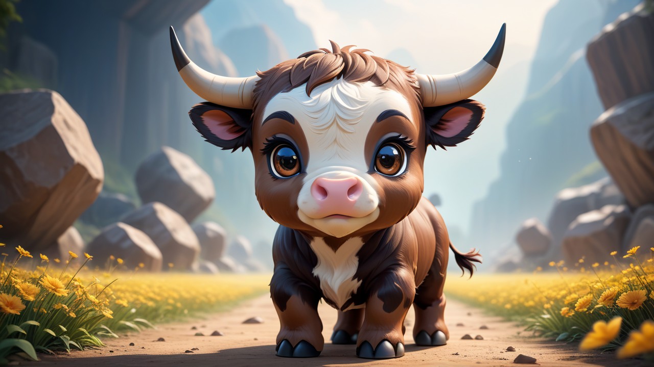 Chibbi-Art Cute and Curious Lineback Cattle Chibi Artists Tribute