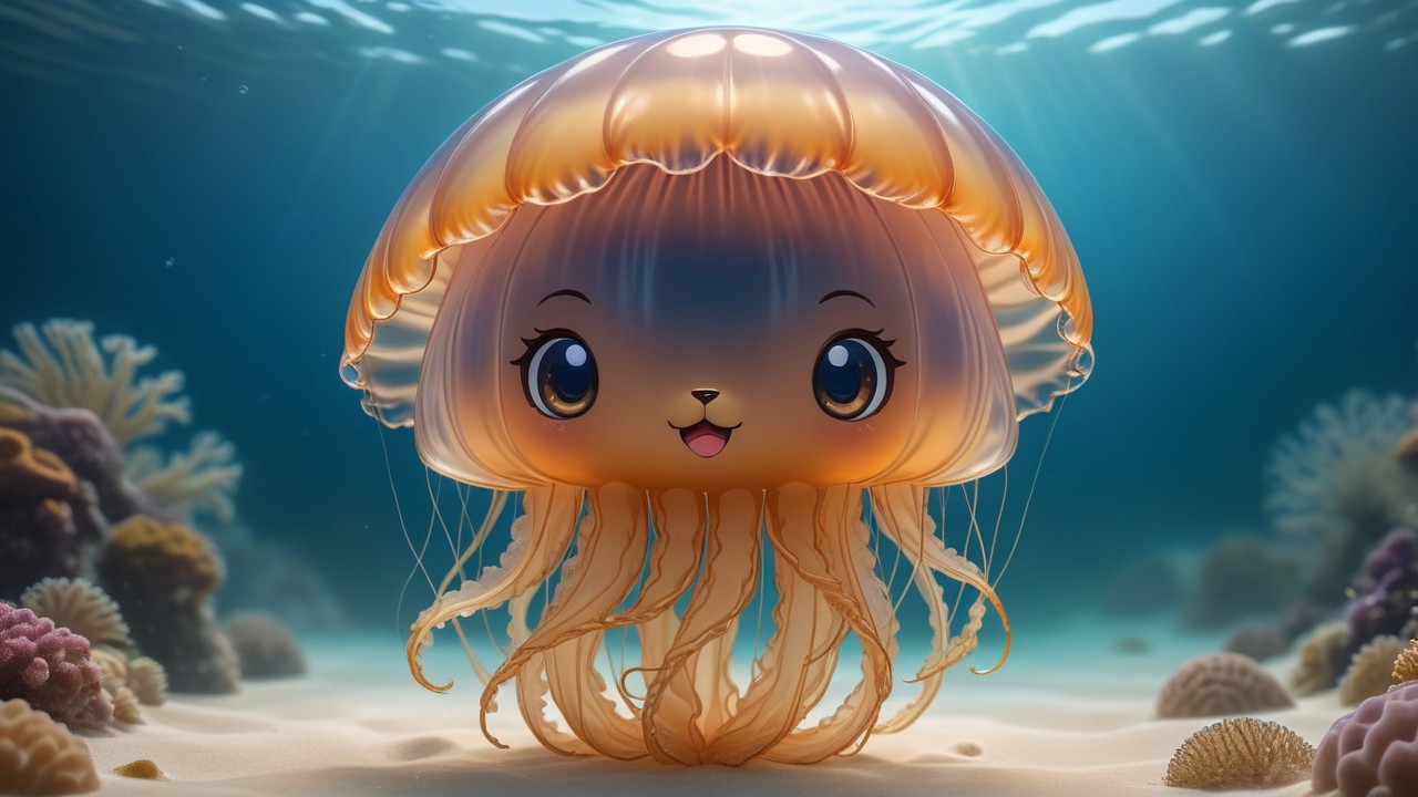 Chibbi-Art Whimsical Jellyfriend: Lions Mane Chibi Art Inviting Glance