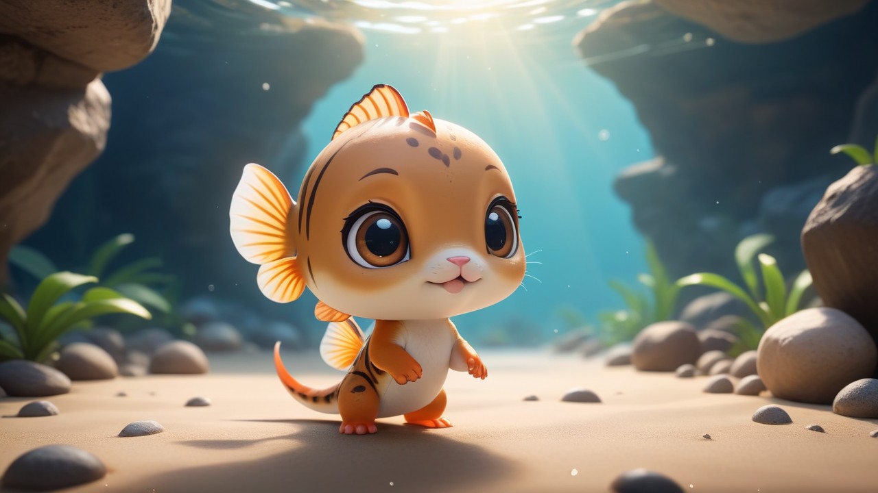 Chibbi-Art Whimsical Chibi Loach Gazes Ahead: A Tribute to the Artistic Eye