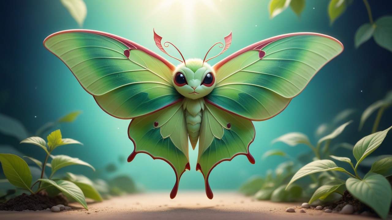 Chibbi-Art Chibi Luna Moth: A Playful Gaze