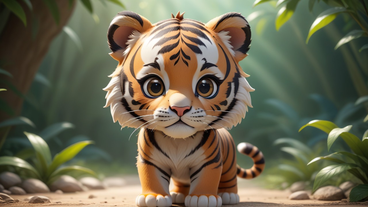 Chibbi-Art Whiskered Tiger in Chibi: Eyes Gazing at Us