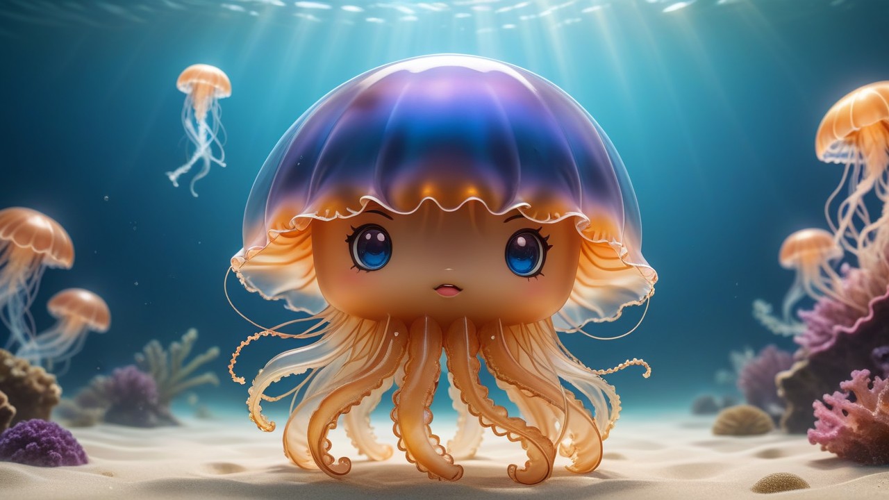 Chibbi-Art Man Of War Jellyfish Chibi Up-Close Stare