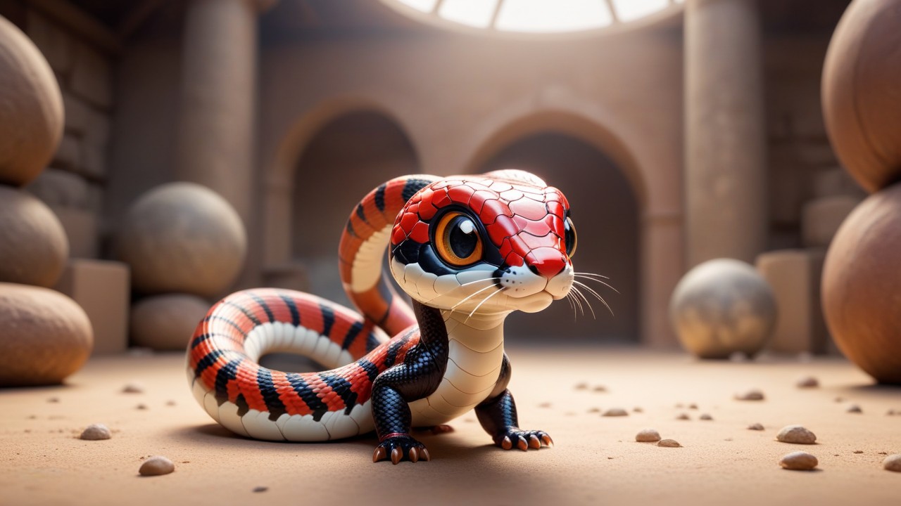 Chibbi-Art Cute and Dangerous: Chibi Milk Snake in Close Encounter