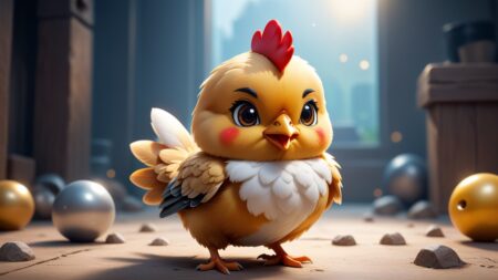 Chibbi-Art Modern Game Chicken Chibi: Vibrant Aesthetic Empathy