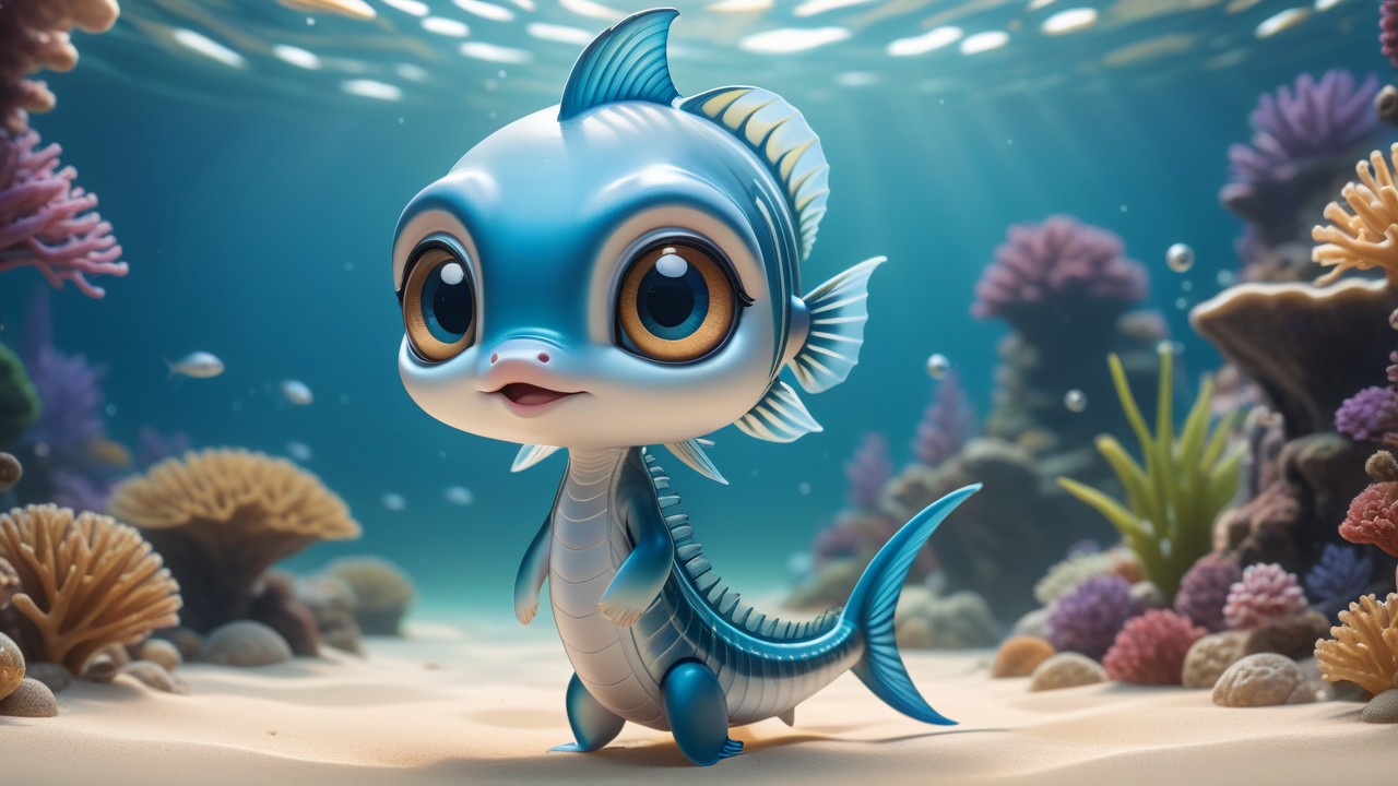 Chibbi-Art Whimsical Needlefish Chibi Gazes into Viewers Soul