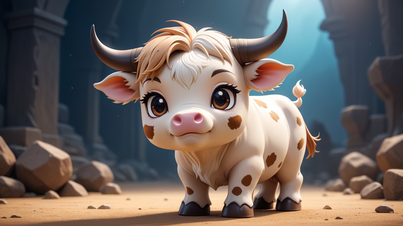 Chibbi-Art Nelore Cattle in Chibi Style