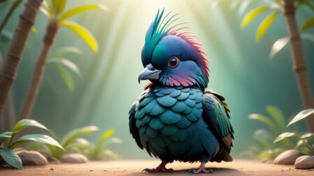 Chibbi-Art Nicobar Pigeon Chibi in Artistic Style