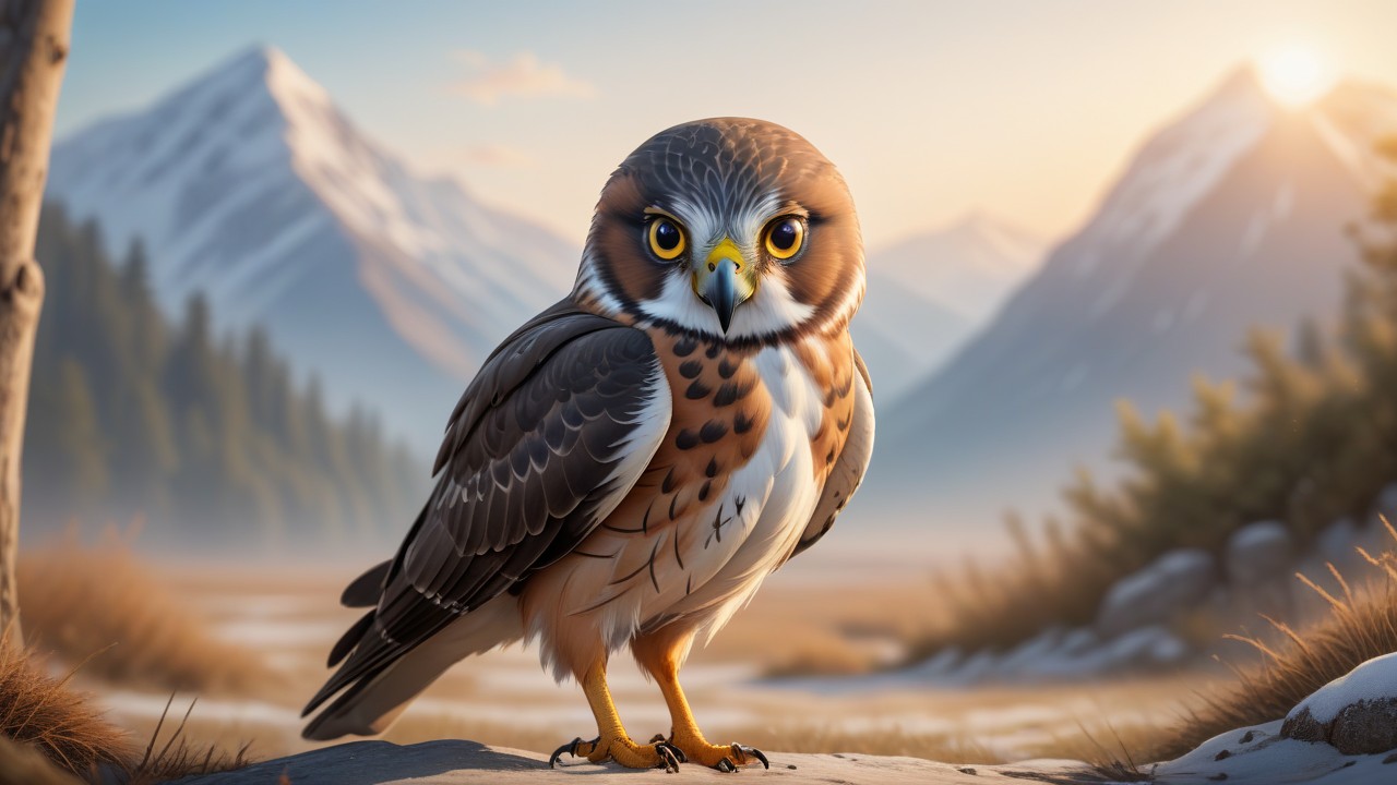 Chibbi-Art Northern Harrier in Chibi Style, Eyeing the Viewers Soul