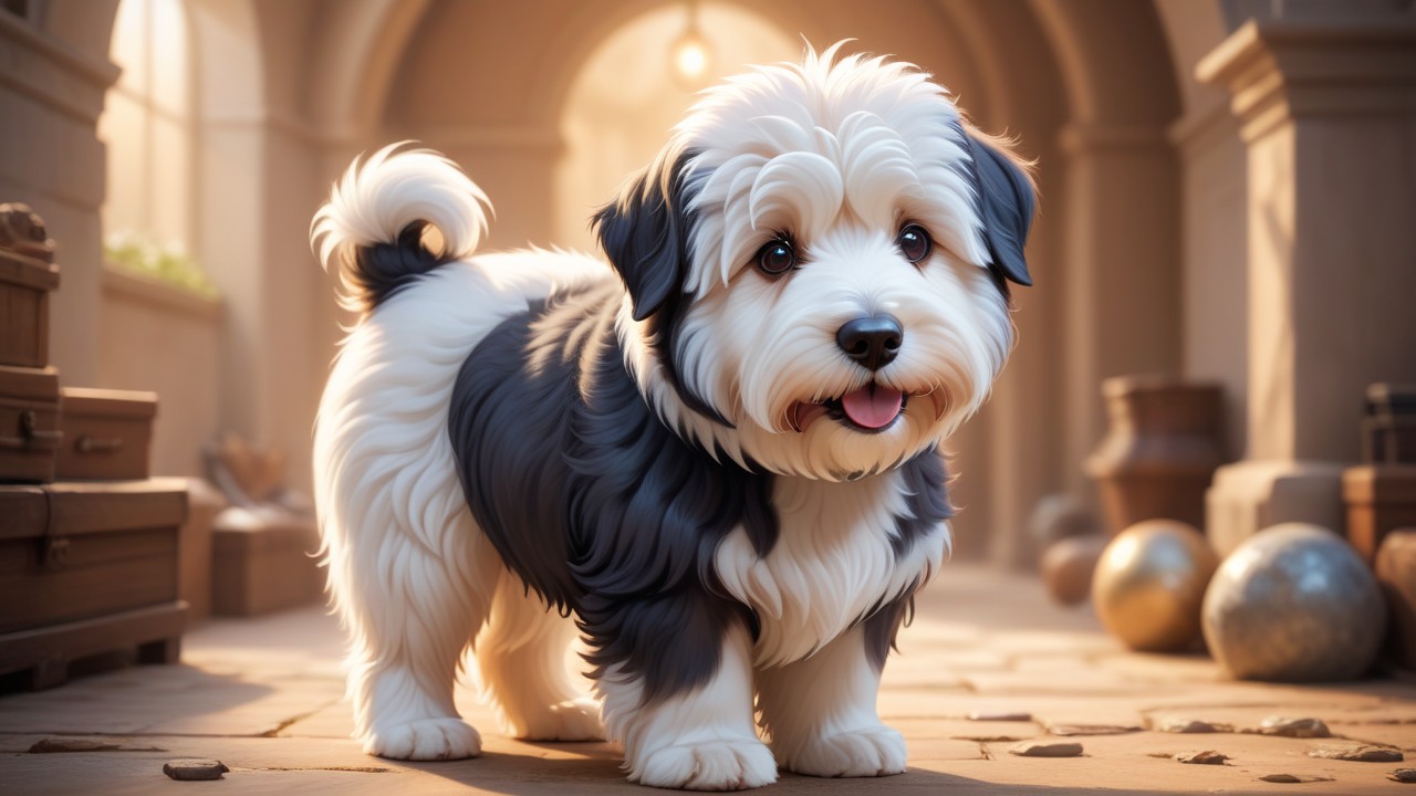 Chibbi-Art Chibi-Style English Sheepdog in Regal View