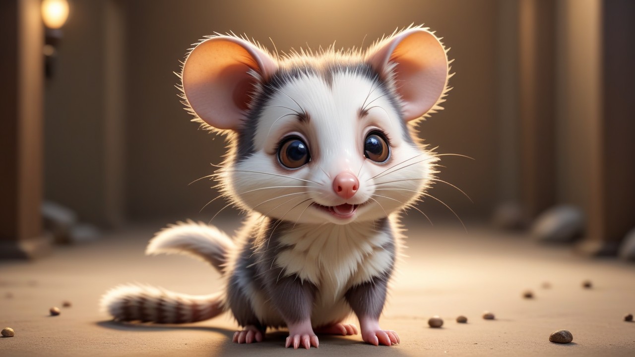 Chibbi-Art Cute Chibi Opossum Gazes Back