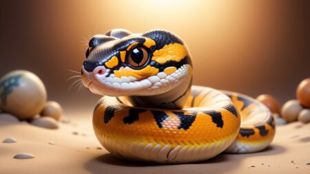 Chibbi-Art Bright Bliss: Ball Python Chibi Gazes Over the Horizon