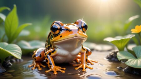 Chibbi-Art Whimsical Chibi Oregon Spotted Frog in Creative Portrait
