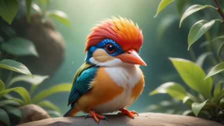 Chibbi-Art Oriental Dwarf Kingfisher Chibi Art Meets the Spectators Gaze