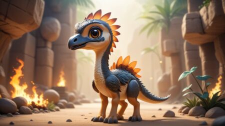 Chibbi-Art Playful Dinosaur Stare