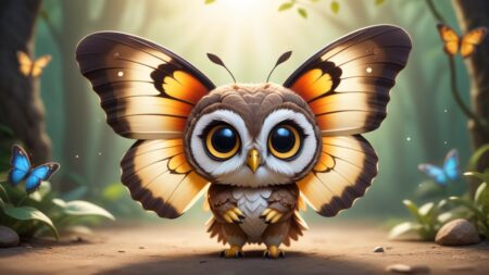 Chibbi-Art Enchanting Owl Butterfly Chibis Creative Gaze
