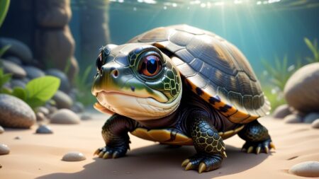 Chibbi-Art Whimsical Turtle Chibi in Eye Contact: A Creative Illustration