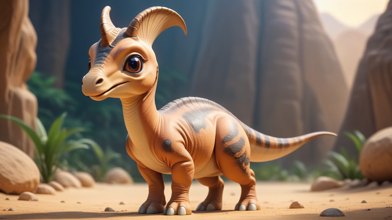 Chibbi-Art Parasaurolophus Chibi Portrait: Captivating and Enchanting