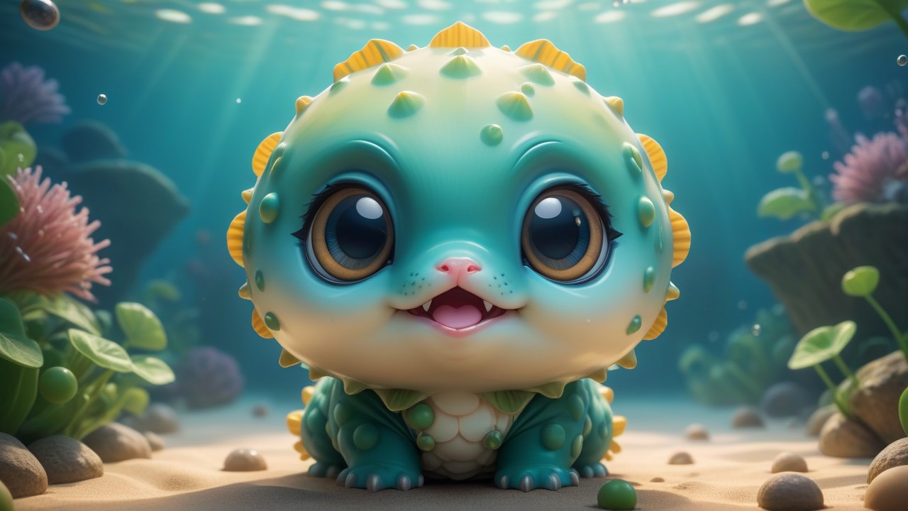 Chibbi-Art Pea Puffer Chibi: A Stylized and Whimsical Underwater Encounter