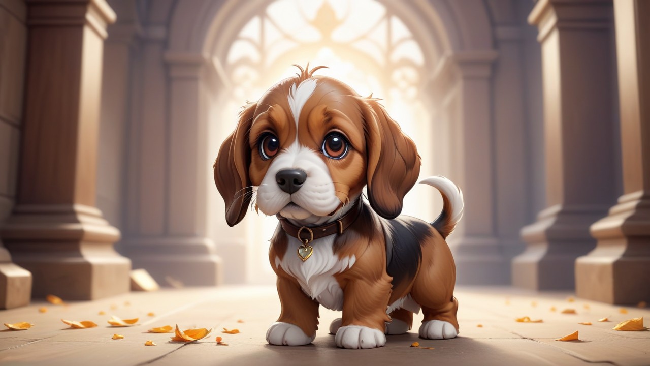 Chibbi-Art Cute Basset Pup Posing for Viewers