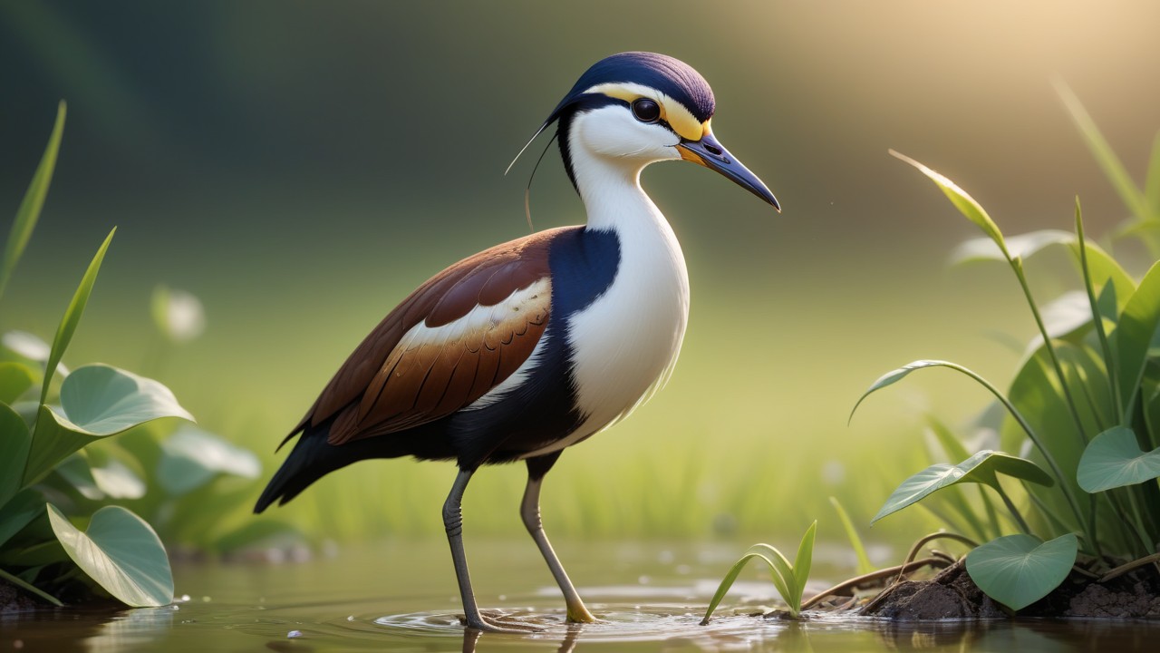 Chibbi-Art Pheasant-Tailed Jacana Chibi Art Facing Viewers Delight