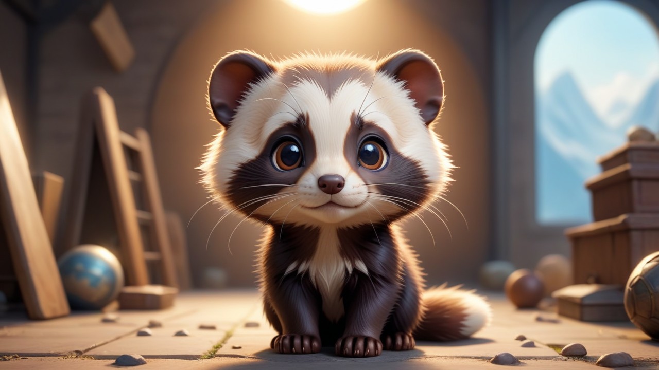 Chibbi-Art Whiskered Warrior: A Chibi Polecats Artist Eye-catching Gesture