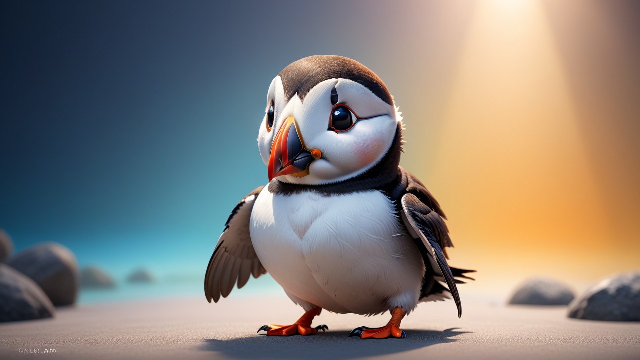 Chibbi-Art Whimsical Puffin Portrait: Chibi Inspired, Reaching Out to You.