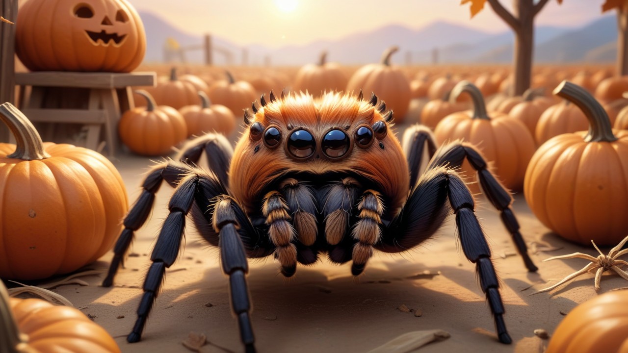 Chibbi-Art Whimsical Pumpkin Patch Tarantula