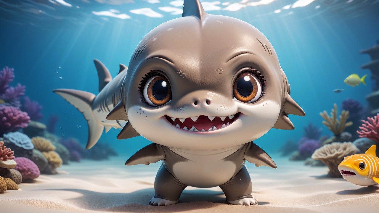 Chibbi-Art Pyjama Shark: Chibi Style Up Close in Artistic Light