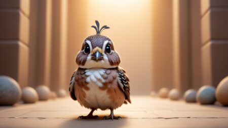Chibbi-Art Chibi Quail Engaging Viewers with Warm Gesture