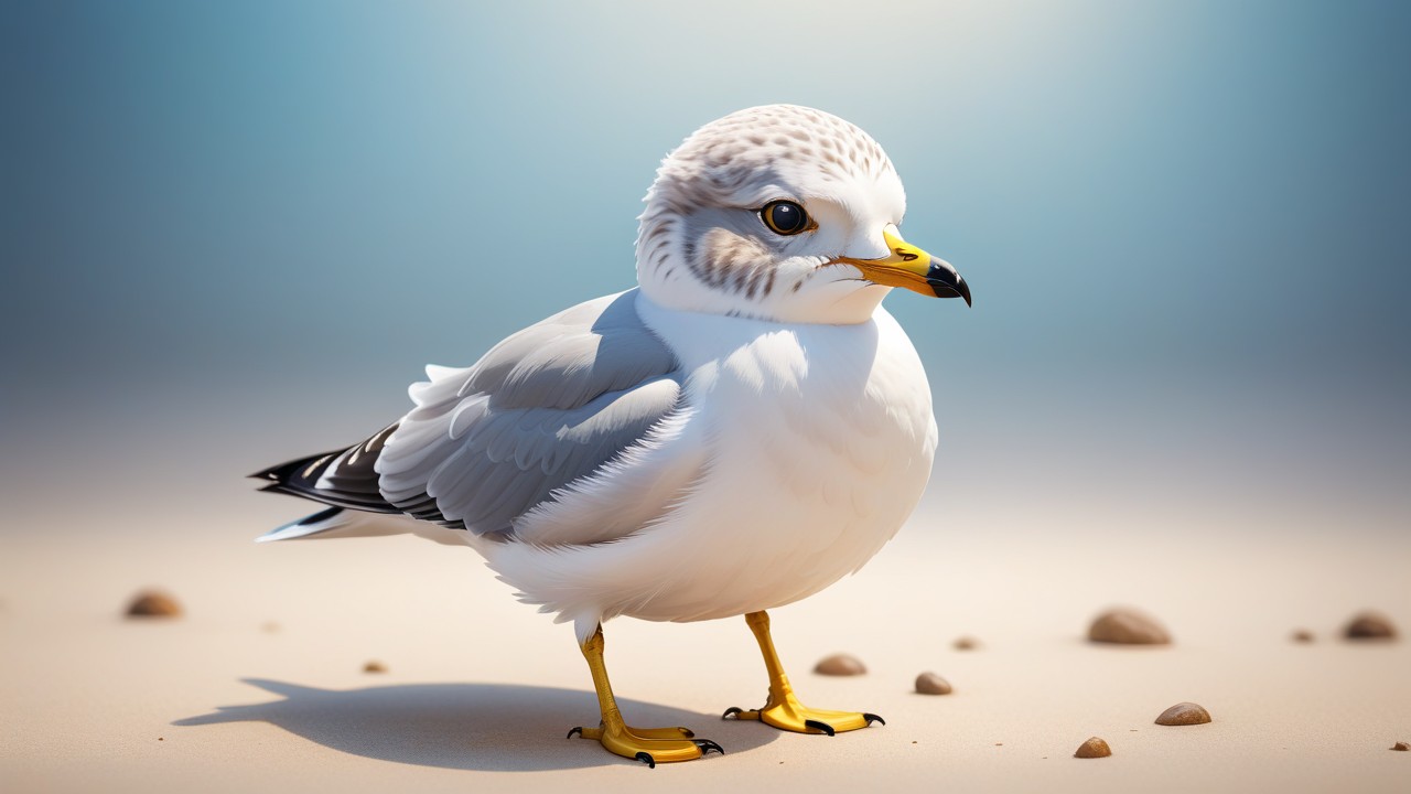 Chibbi-Art Ring-billed Gull Chibi - Art Style Portrait with Warm Eyes