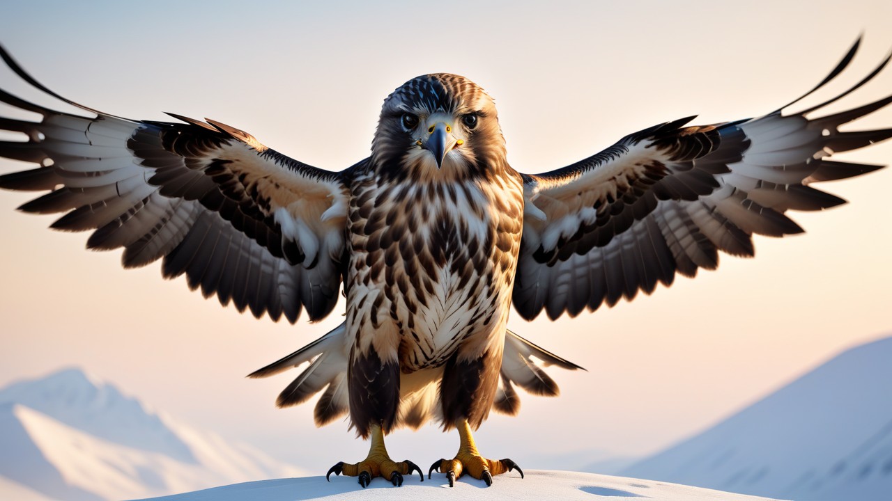 Chibbi-Art Chibi Rough-legged Hawk Posed against the Sky