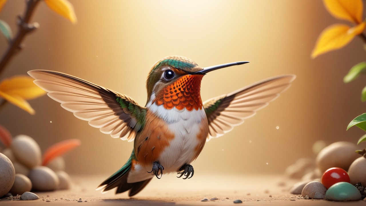 Chibbi-Art Rufous Hummingbird Chibi View Art