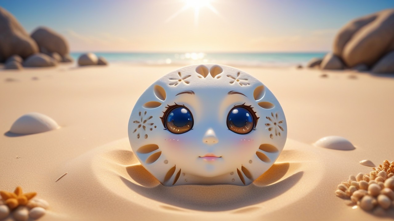 Chibbi-Art Chibi Sand Dollar Portrait: Artist Embraces Viewer