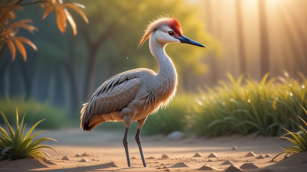 Chibbi-Art Sandhill Crane: Chibi View from Above