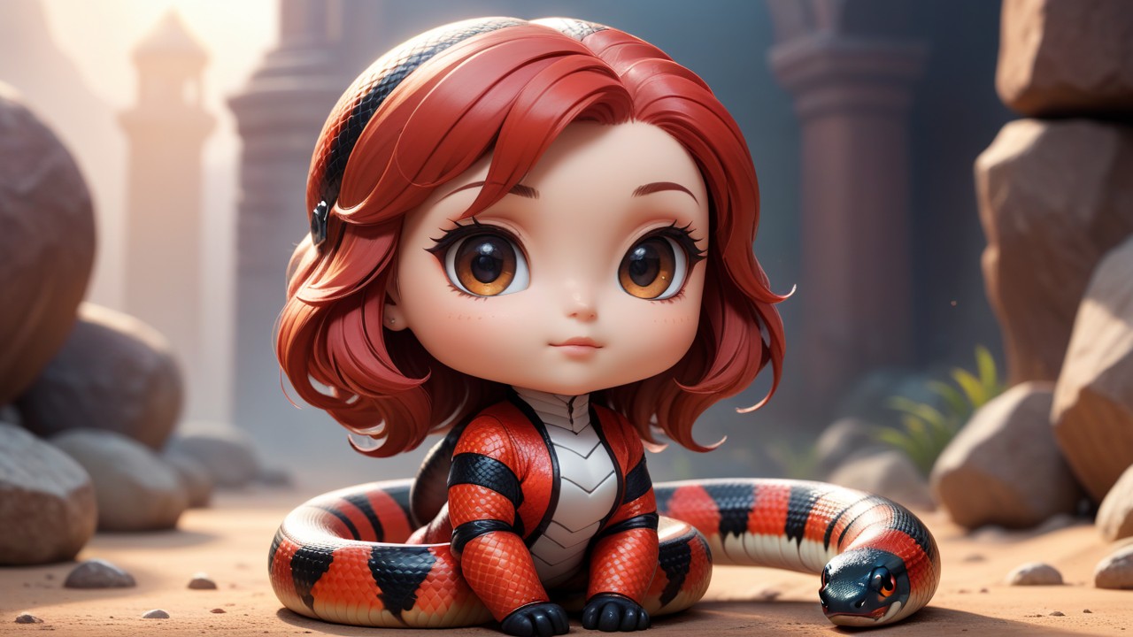 Chibbi-Art Enchanting Scarlet Chibi Kingsnake