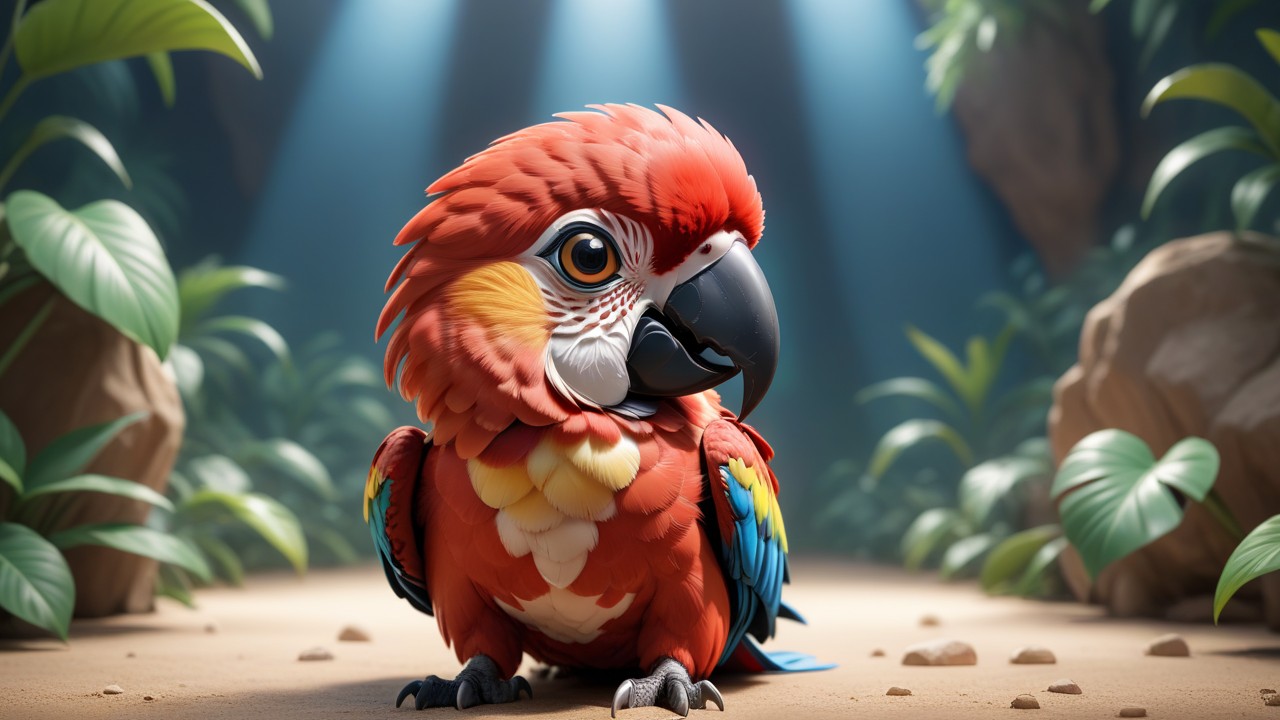 Chibbi-Art Chibi Scarlet Macaws Gazing Enchantment