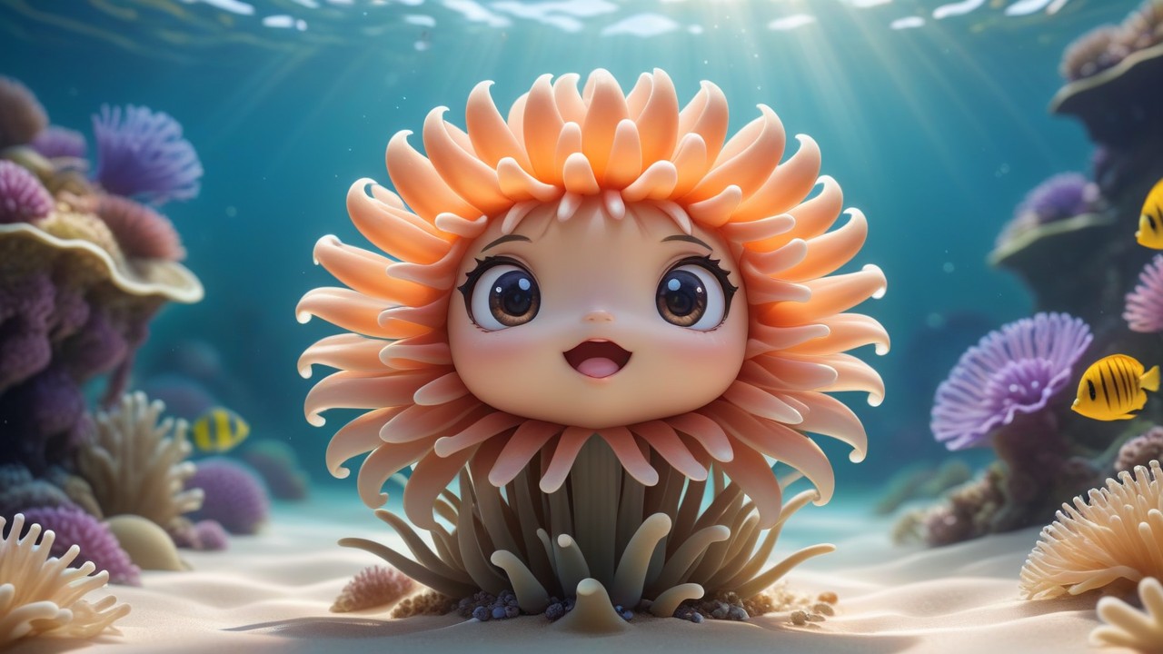 Chibbi-Art Sea Anemone: Chibi View from Above