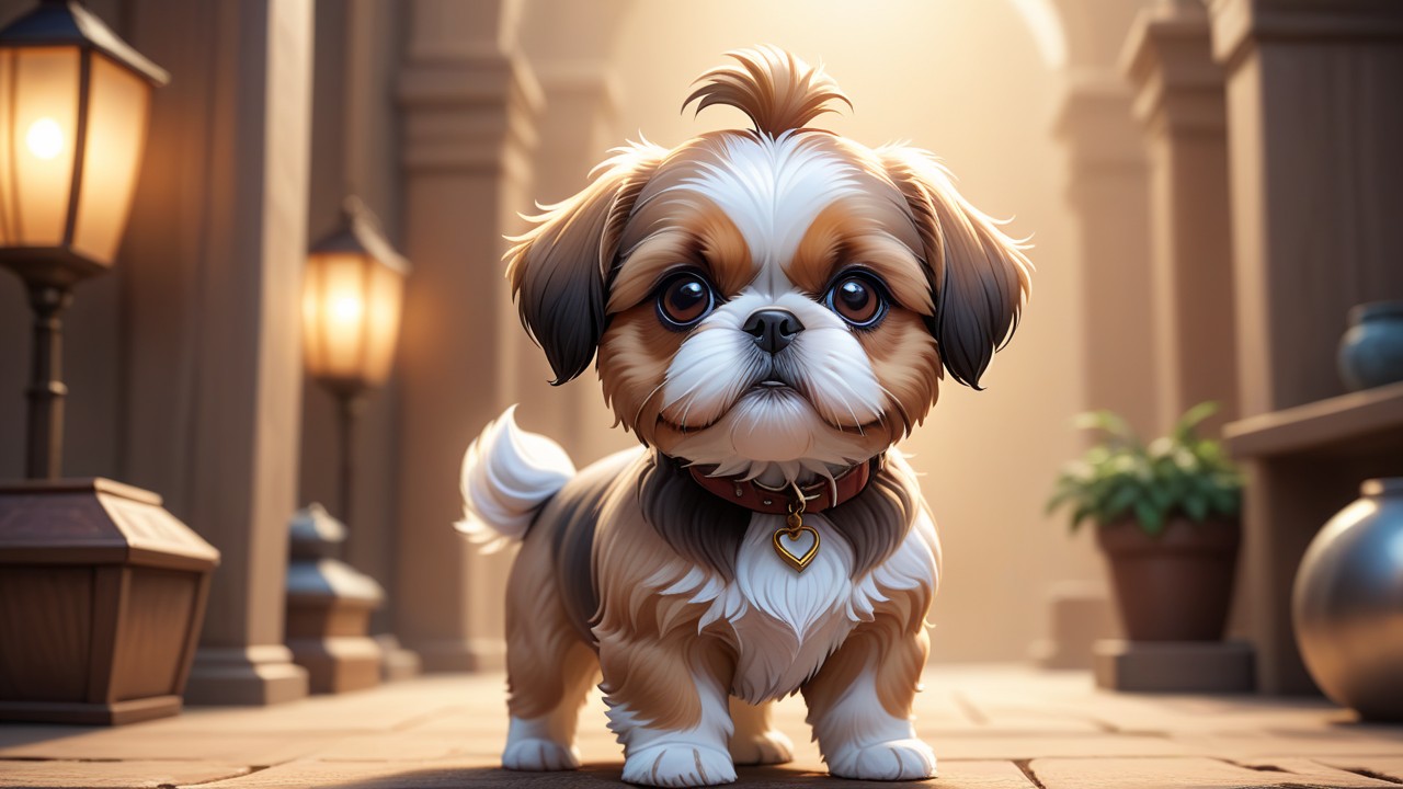 Chibbi-Art Cute Shih Tzu Mix in Chibi Art – Gaze Warmly at the Audience