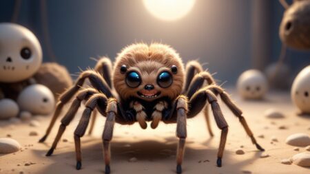 Chibbi-Art Skeletal Spider Chibi in Pensive Focus