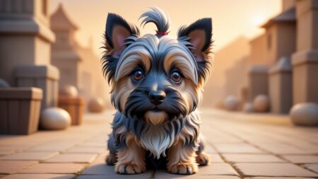 Chibbi-Art Skye Terrier Portrait: Chibi Artstyle, Eye-catching Expression