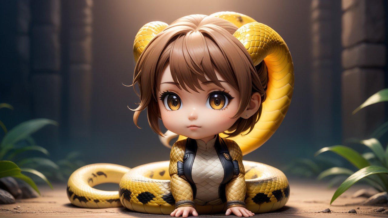 Chibbi-Art Snake Chibi Gaze: A Subtle Artful Encounter