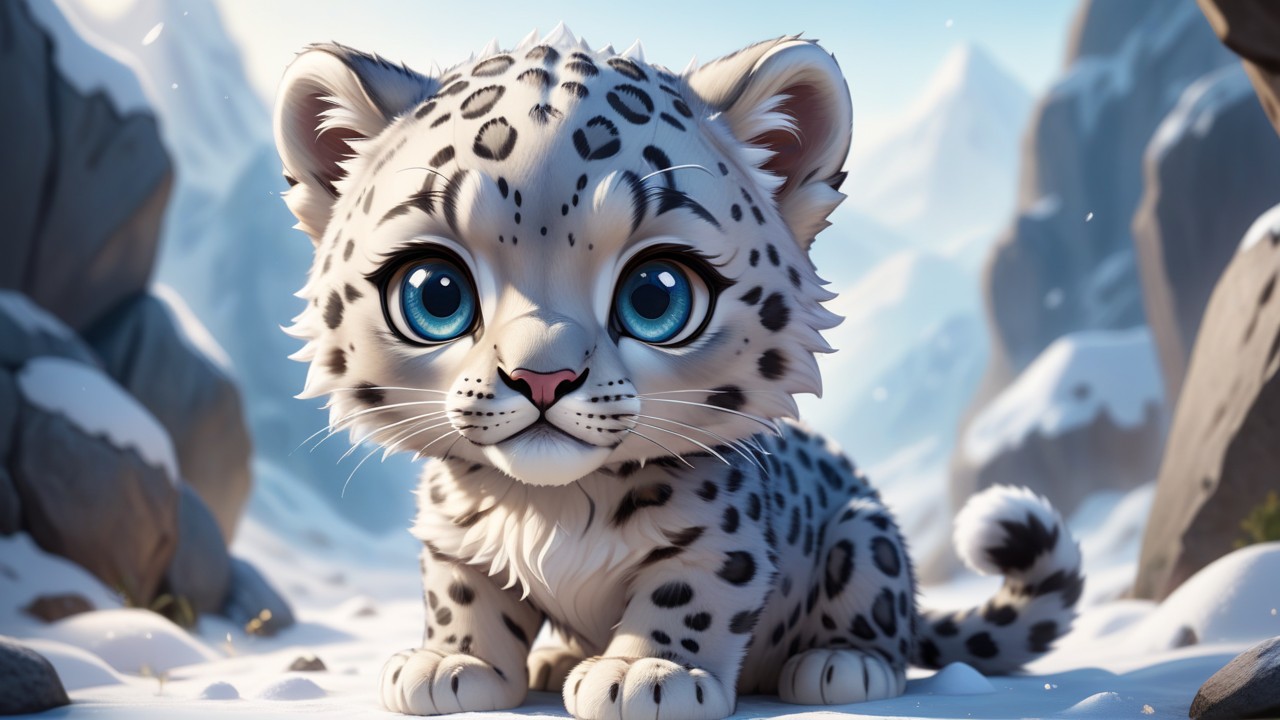 Chibbi-Art Chibi Snow Leopards Enigmatic Gaze