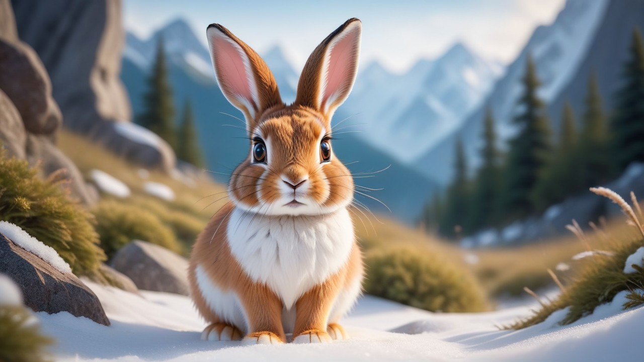 Chibbi-Art Snowy Chibi Hare: Artists Soulful Gaze