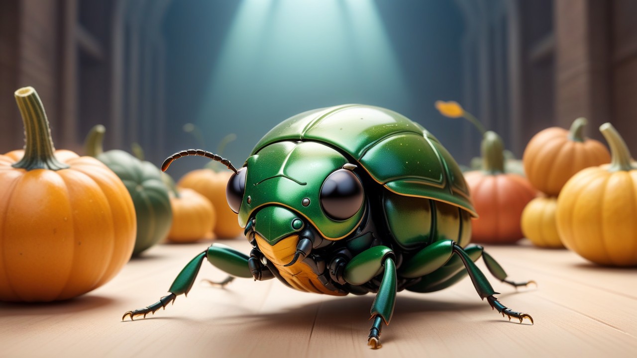 Chibbi-Art Cute Beetle Pose: Chibi Squash Art Engages Audience