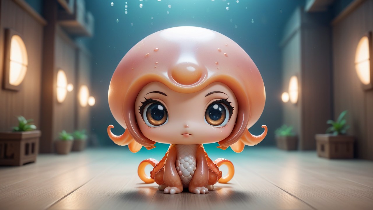 Chibbi-Art Squid Chibi: A Whimsical Gaze