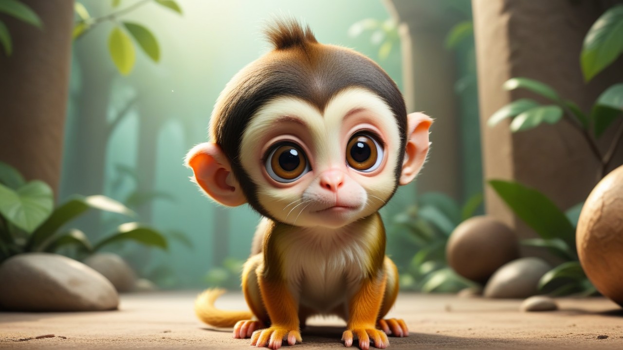 Chibbi-Art Squirrel Monkey Chibi: Playful Glance